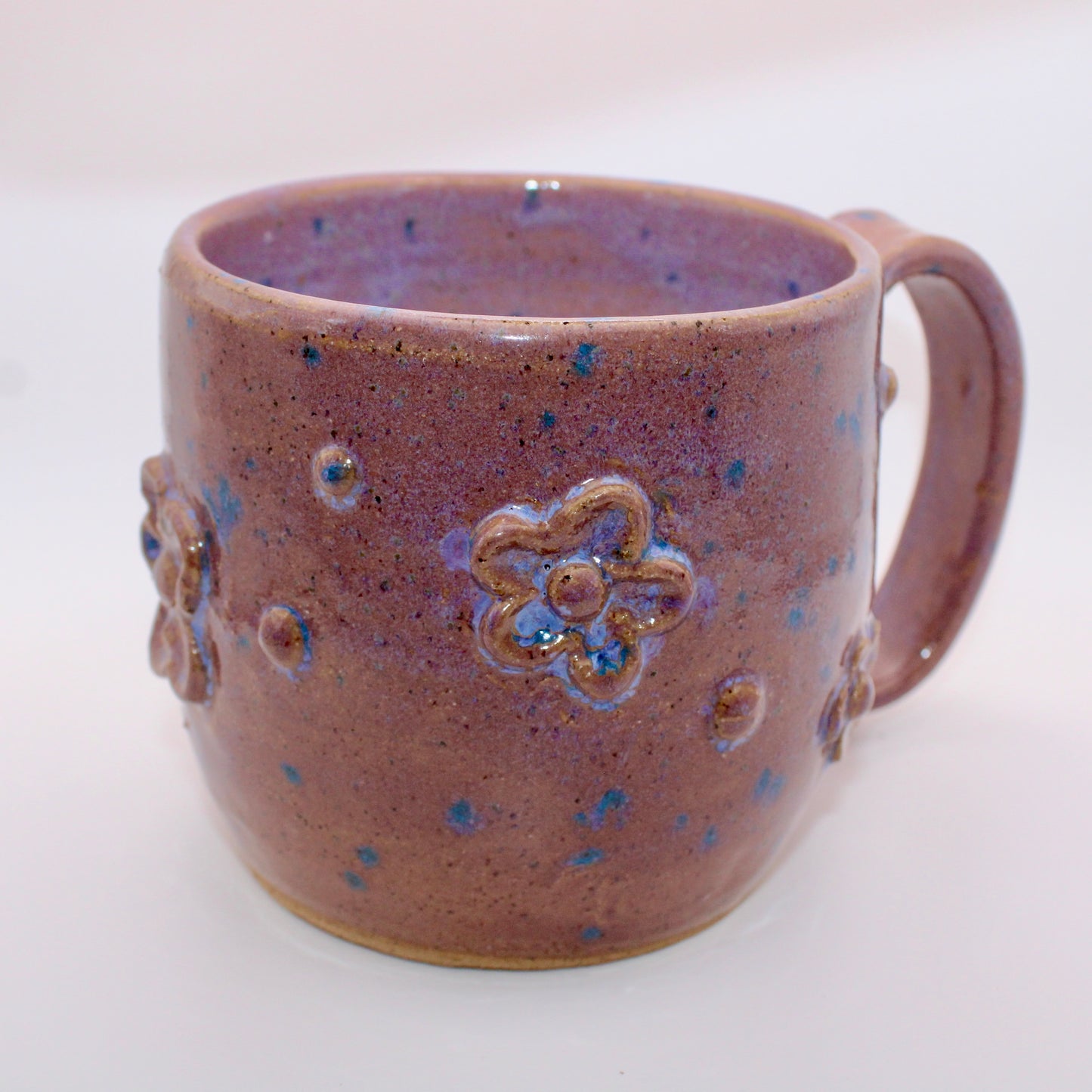 Purple and Blue Speckled Flower Mug