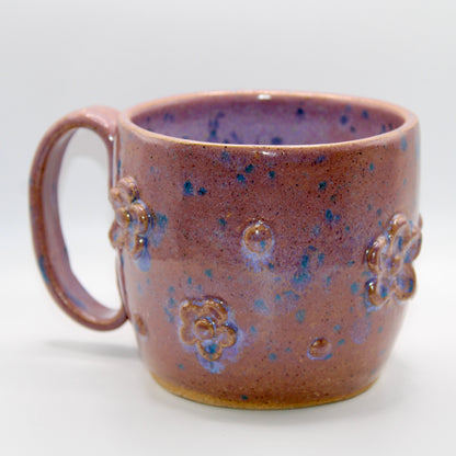 Purple and Blue Speckled Flower Mug