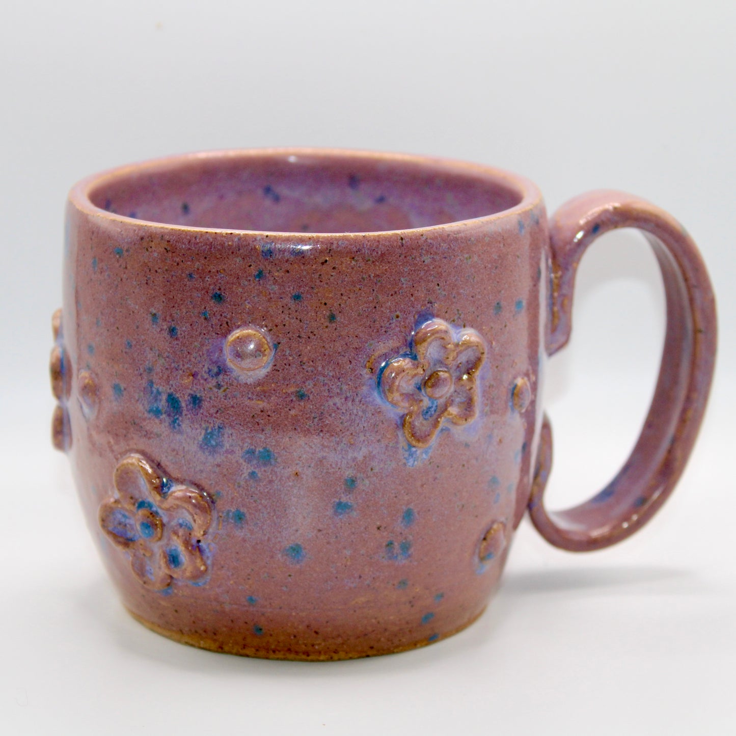 Purple and Blue Speckled Flower Mug