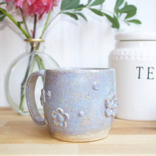 Textured Flower Blue Mug