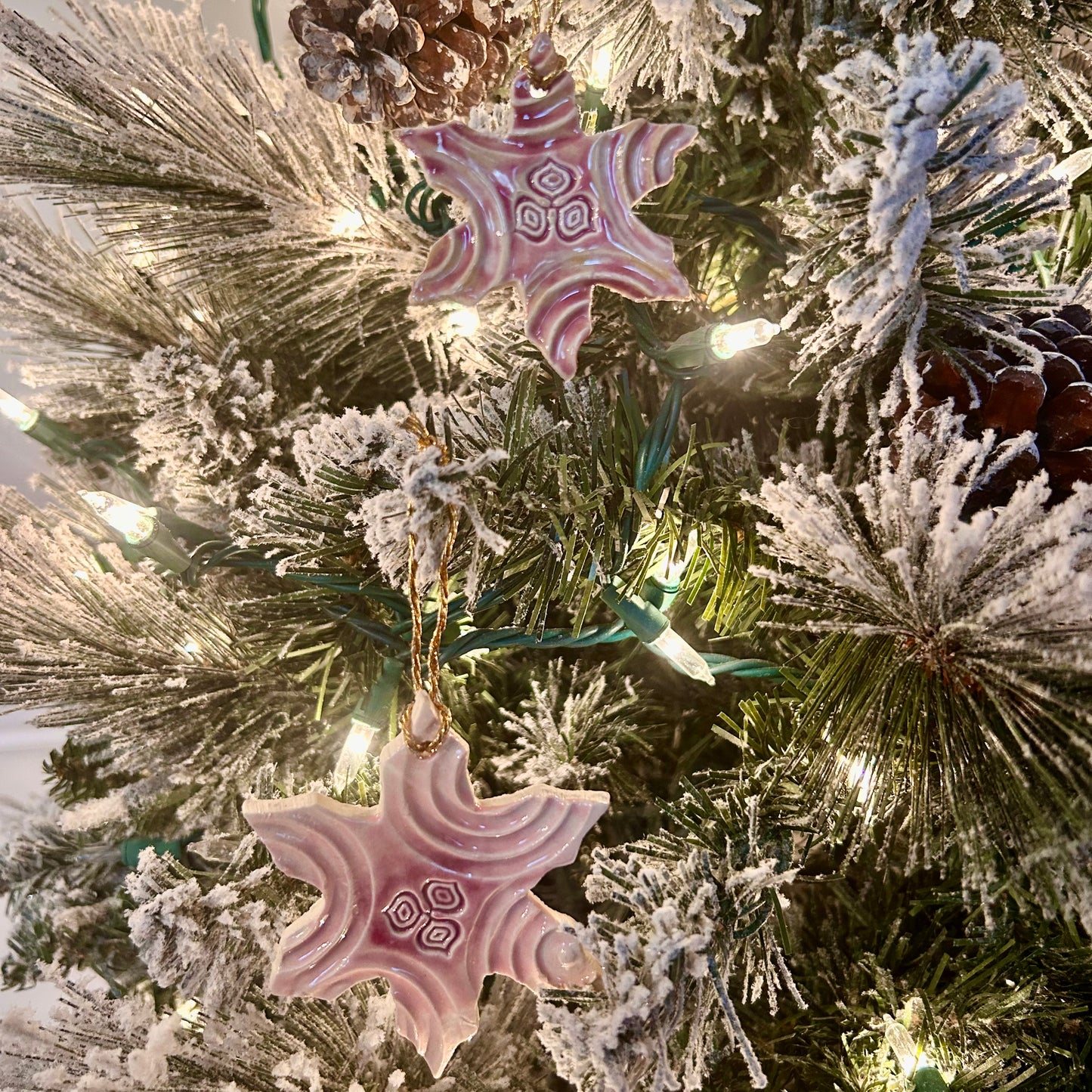 Snowflake Pink and Magenta Ornament Set